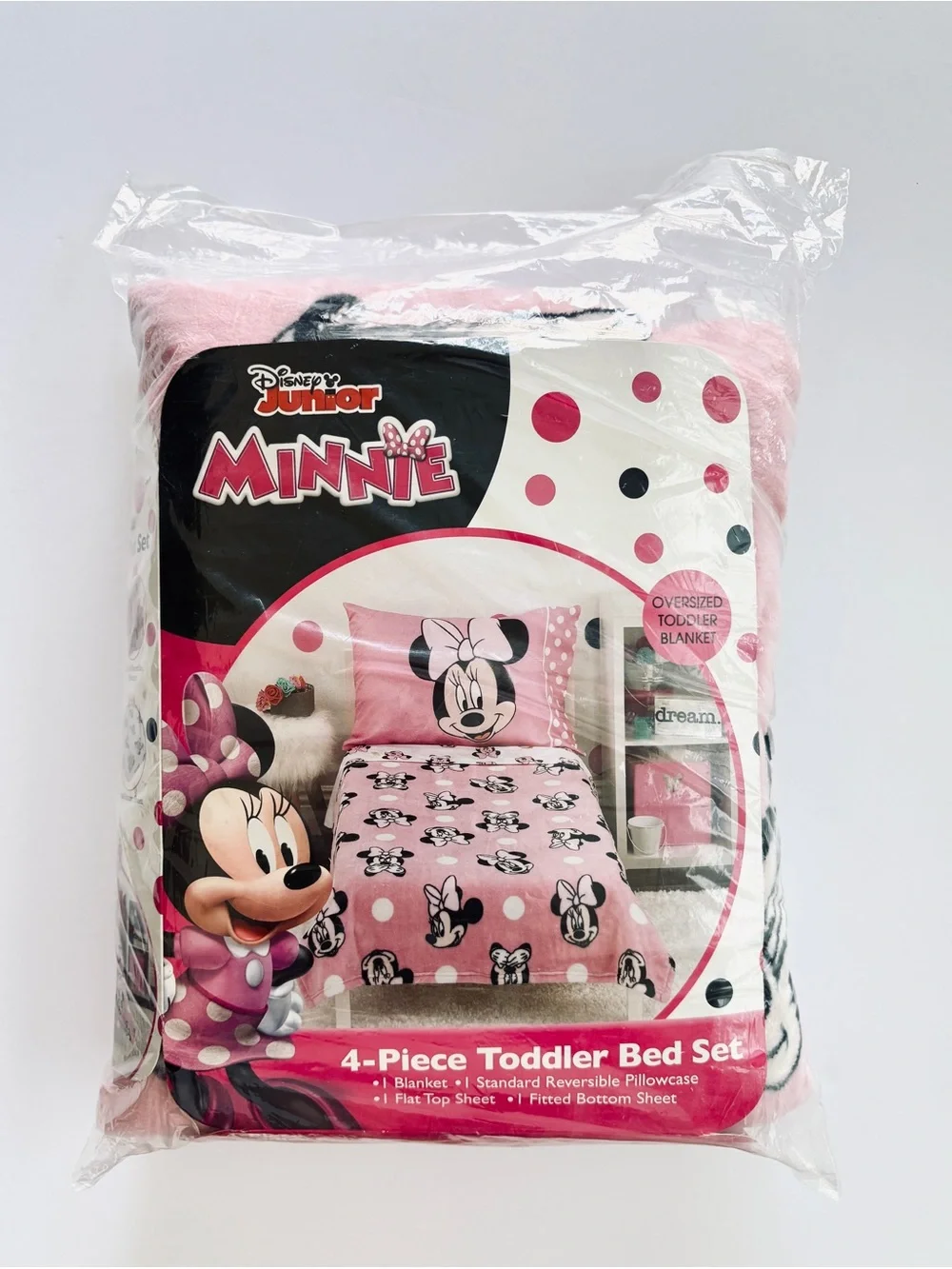 Minnie Mouse Toddler Bedding Set 4 Piece Sheets Blanket Disney Junior NWOT
